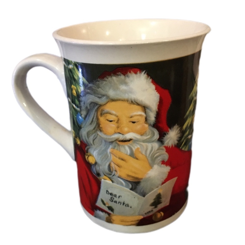 Festive Santa Mug with Red and White Design